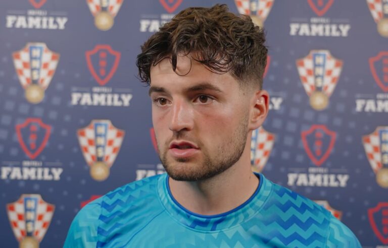 Martin Baturina daje izjavu za medije nakon utakmice Hrvatska - Belgija