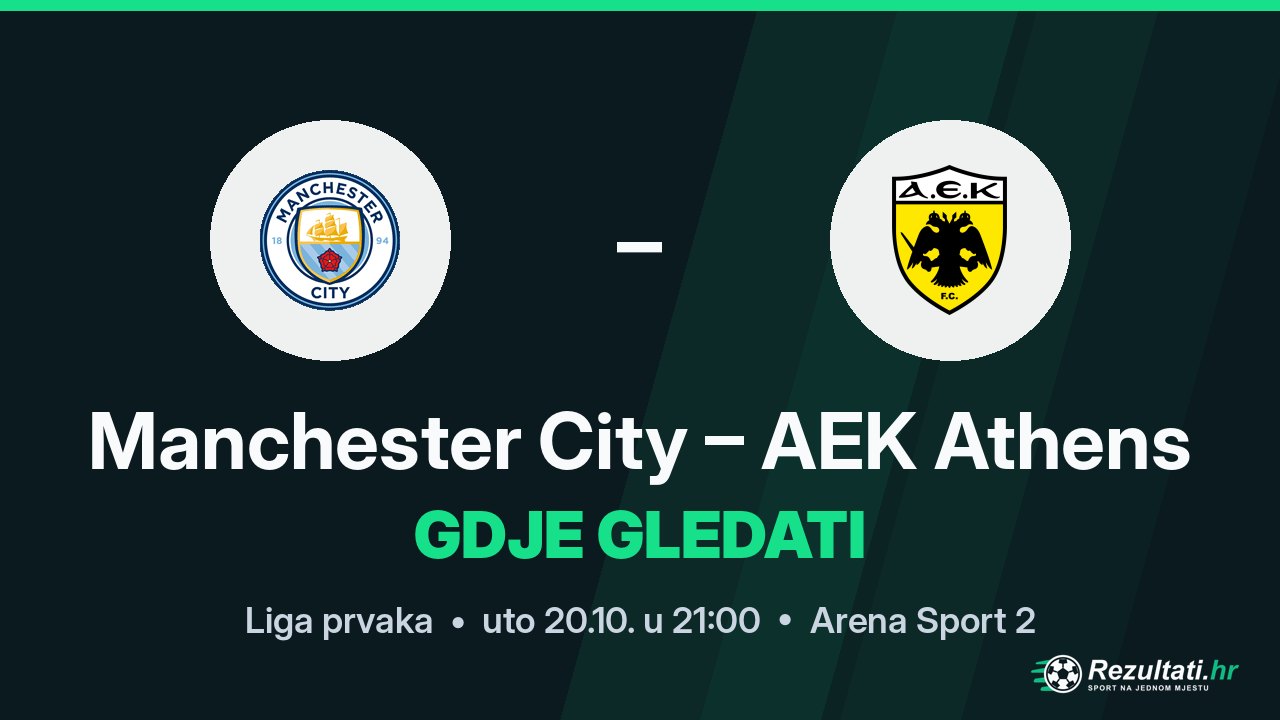 Manchester City – AEK Athens, gdje gledati prijenos Lige prvaka u 21:00